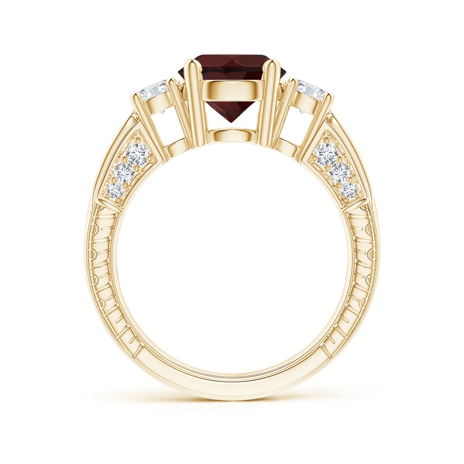 8mm A Three Stone Round Garnet and Diamond Ring in Yellow Gold side-1