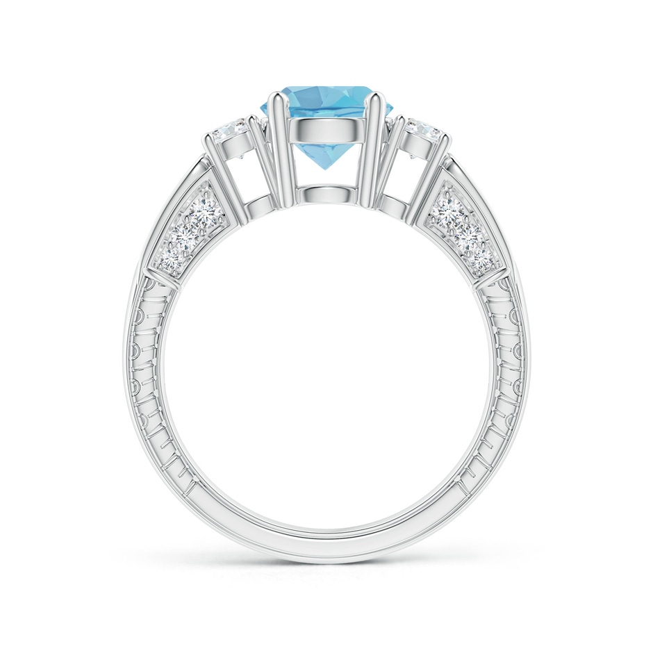 7mm A Three Stone Round Swiss Blue Topaz and Diamond Ring in P950 Platinum side-1