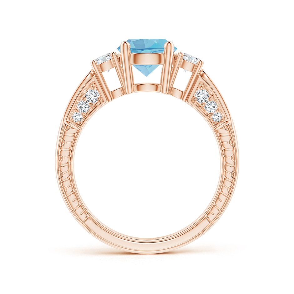 7mm A Three Stone Round Swiss Blue Topaz and Diamond Ring in Rose Gold side-1