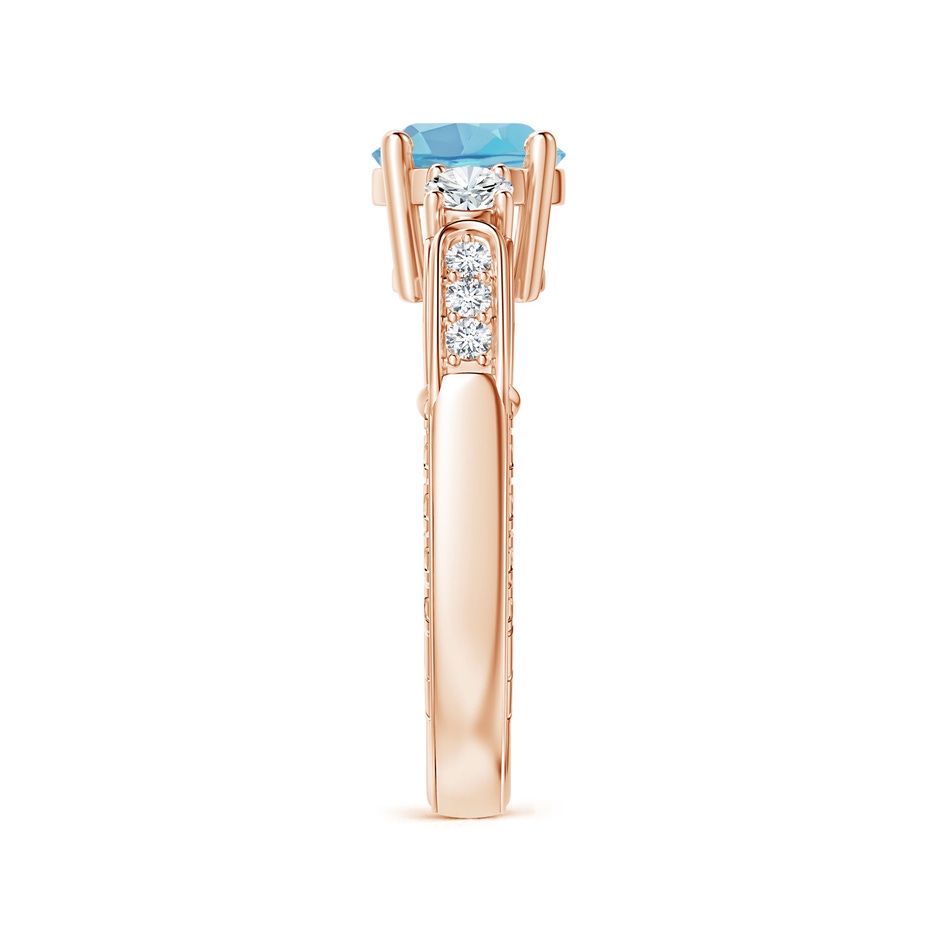 7mm A Three Stone Round Swiss Blue Topaz and Diamond Ring in Rose Gold side-2