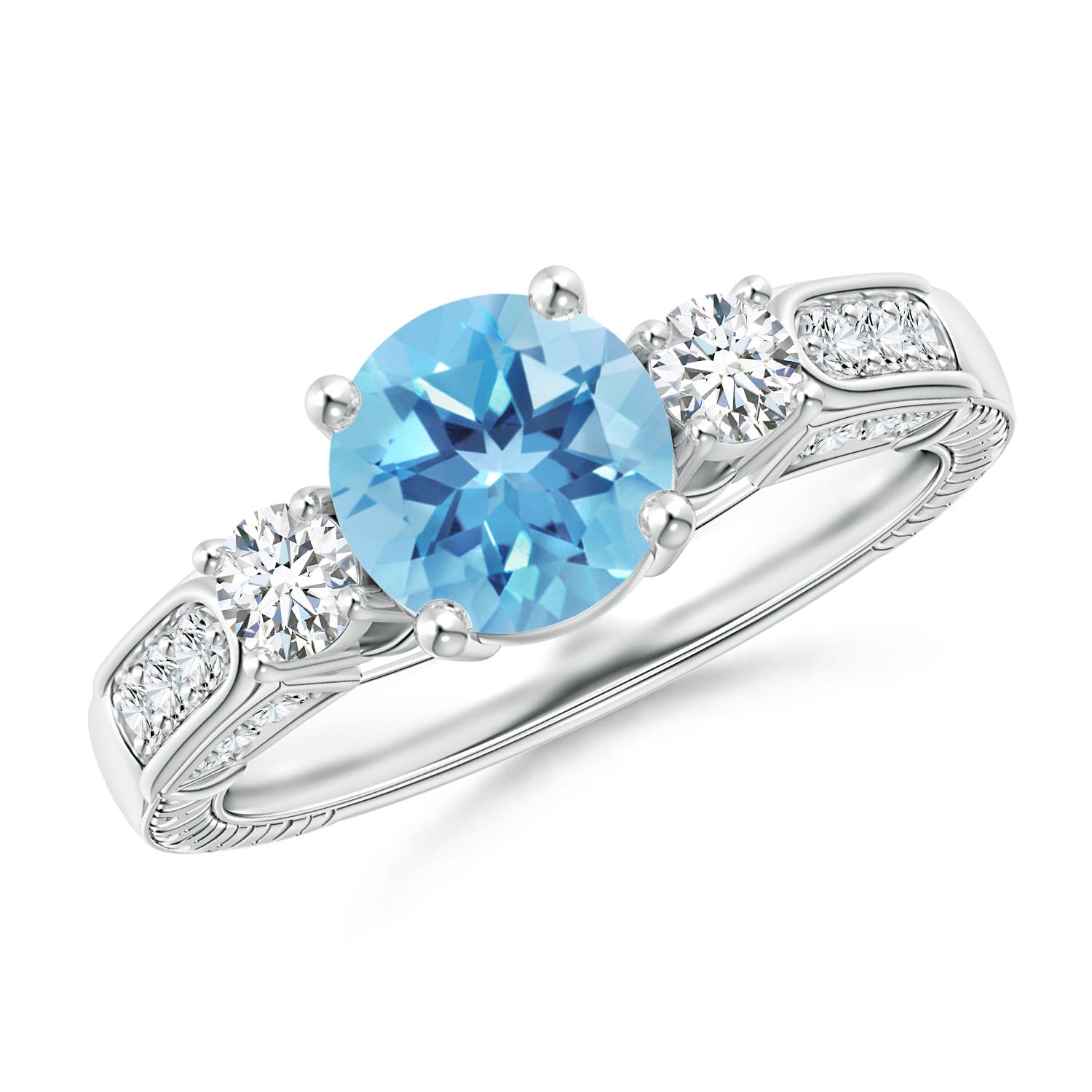 A - Swiss Blue Topaz / 2.01 CT / 14 KT White Gold