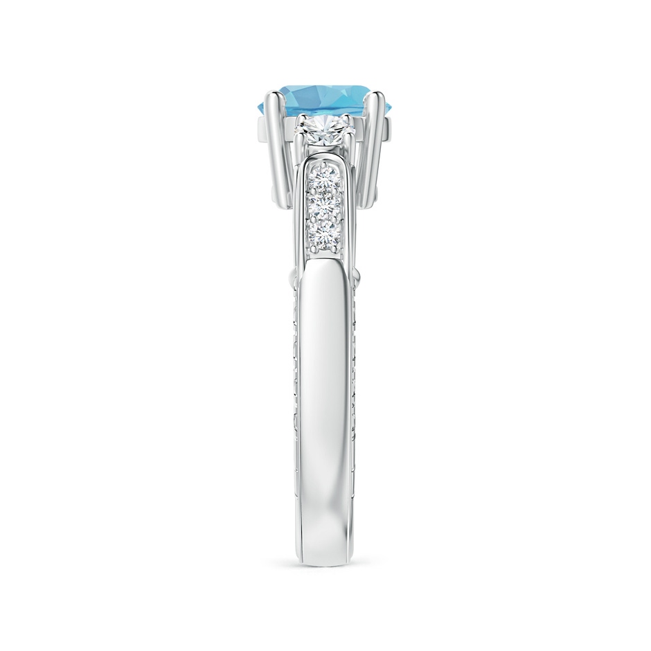 7mm A Three Stone Round Swiss Blue Topaz and Diamond Ring in White Gold side-2