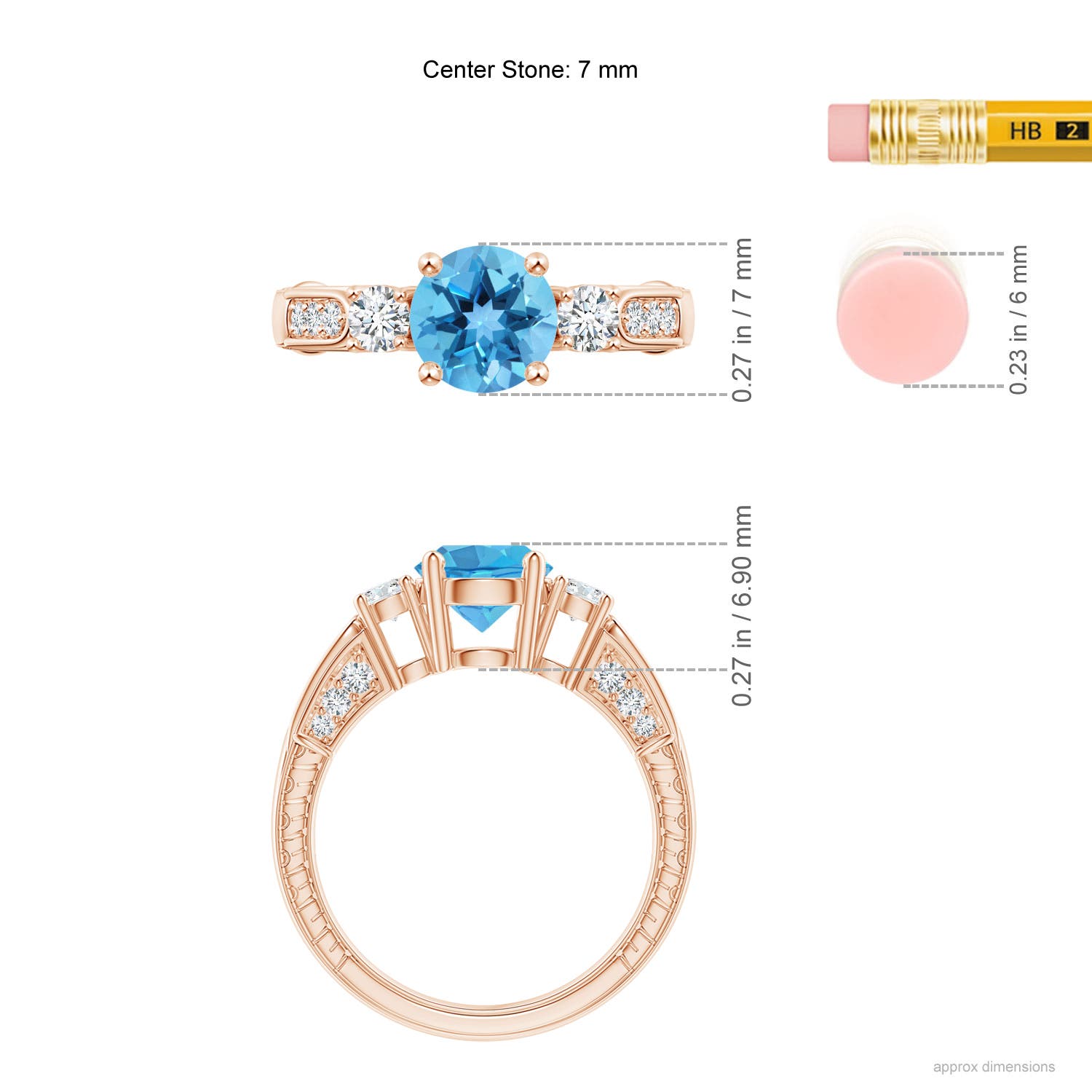 AA - Swiss Blue Topaz / 2.01 CT / 14 KT Rose Gold