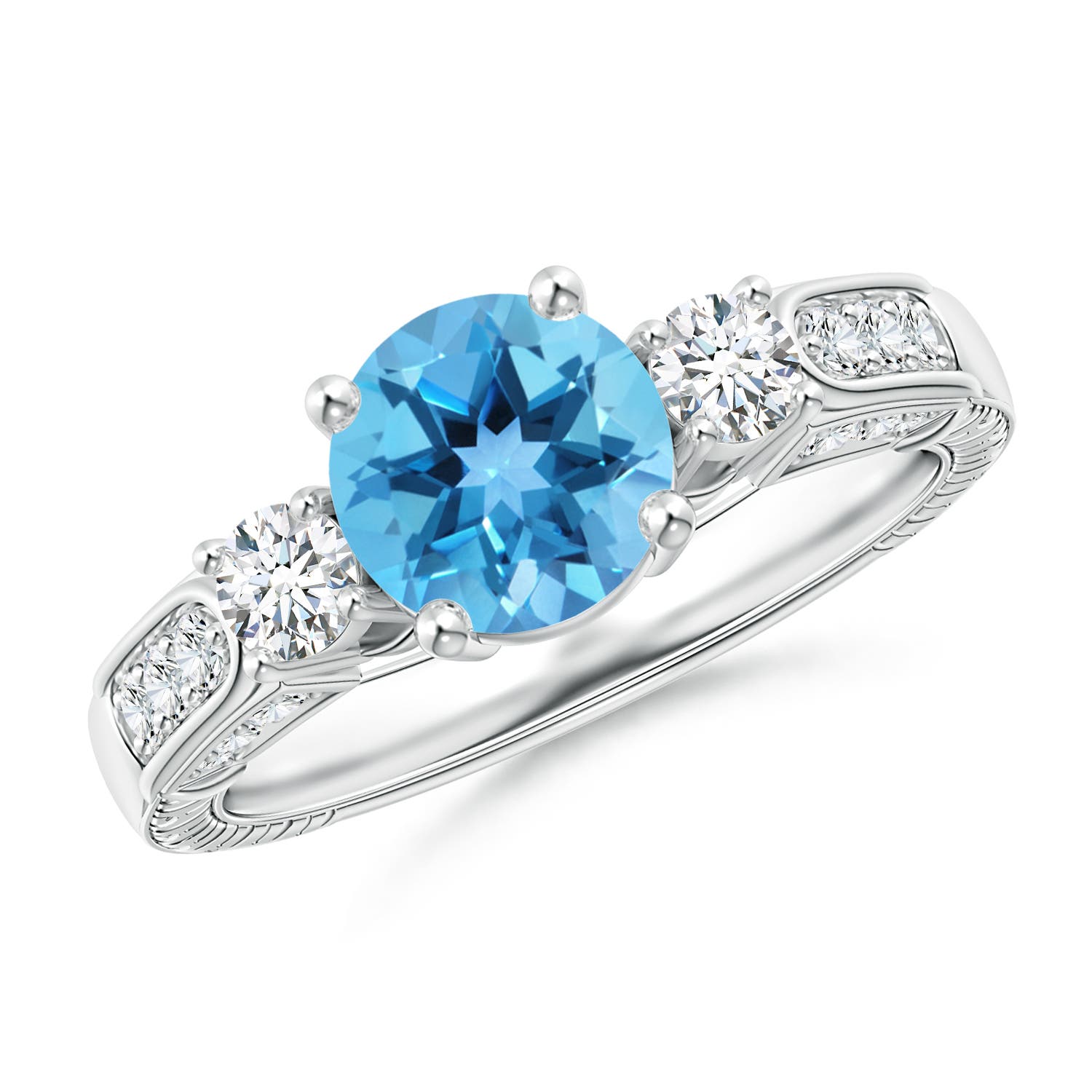 AA - Swiss Blue Topaz / 2.01 CT / 14 KT White Gold