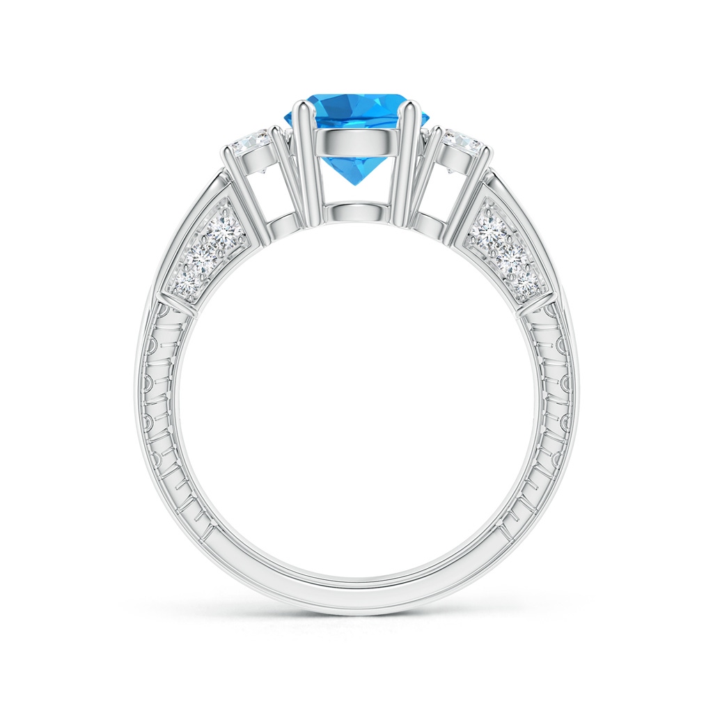 7mm AAAA Three Stone Round Swiss Blue Topaz and Diamond Ring in P950 Platinum - side_1