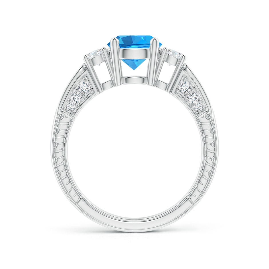 7mm AAAA Three Stone Round Swiss Blue Topaz and Diamond Ring in P950 Platinum side-1