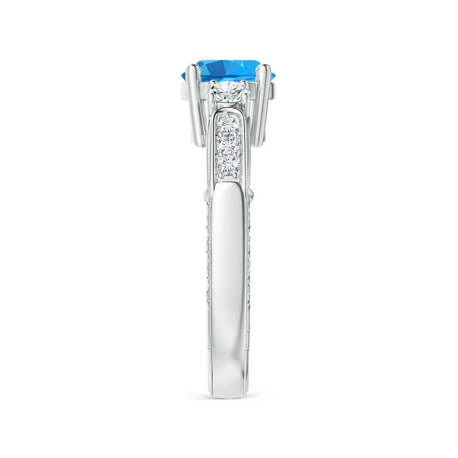 7mm AAAA Three Stone Round Swiss Blue Topaz and Diamond Ring in P950 Platinum side-2