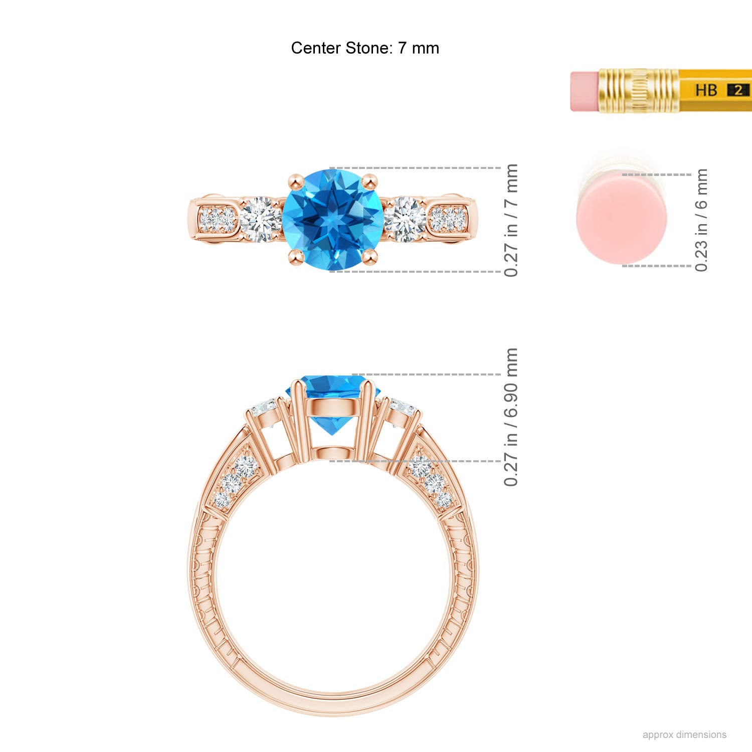 AAAA - Swiss Blue Topaz / 2.01 CT / 14 KT Rose Gold