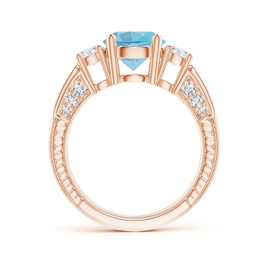 8mm A Three Stone Round Swiss Blue Topaz and Diamond Ring in Rose Gold side-1