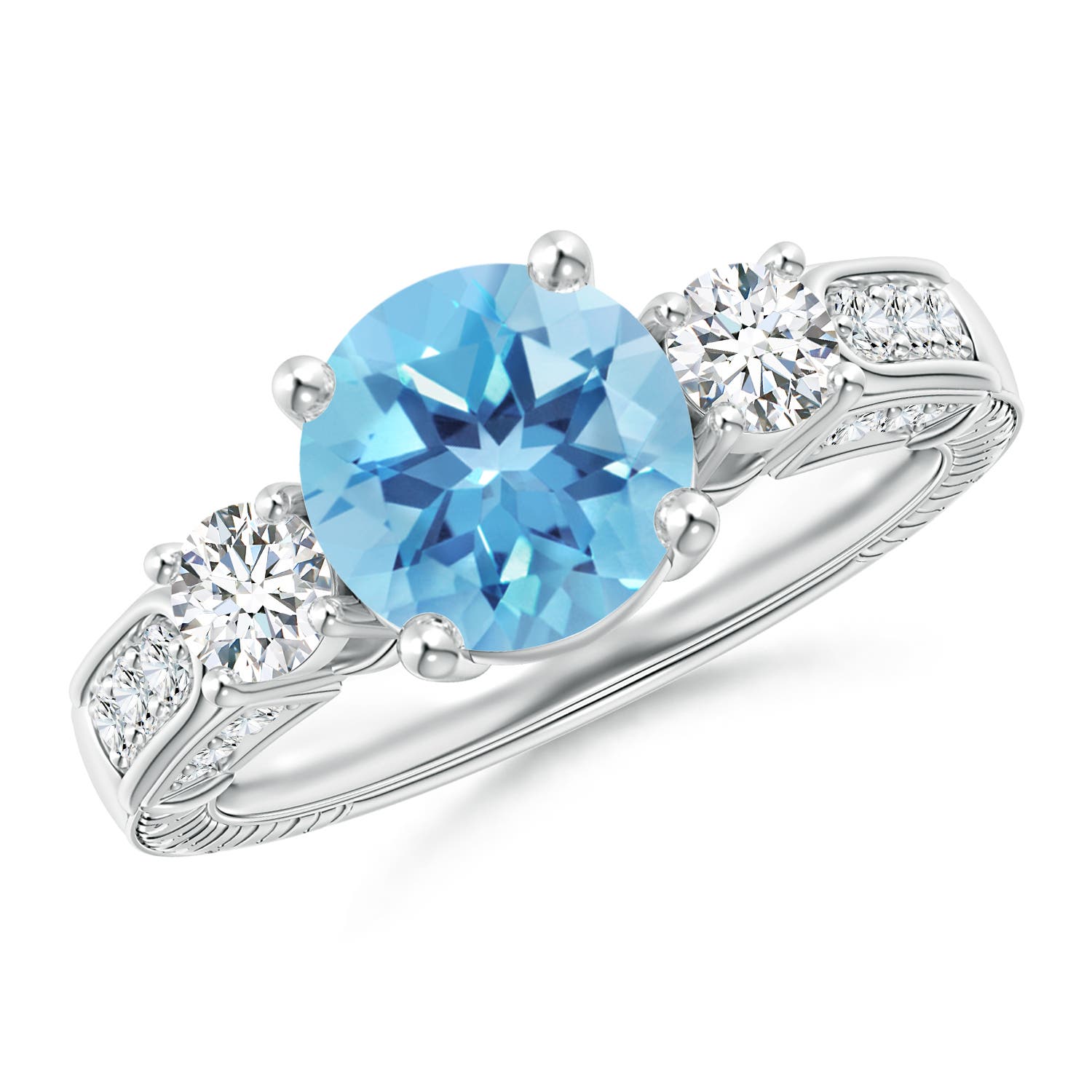 A - Swiss Blue Topaz / 2.95 CT / 14 KT White Gold