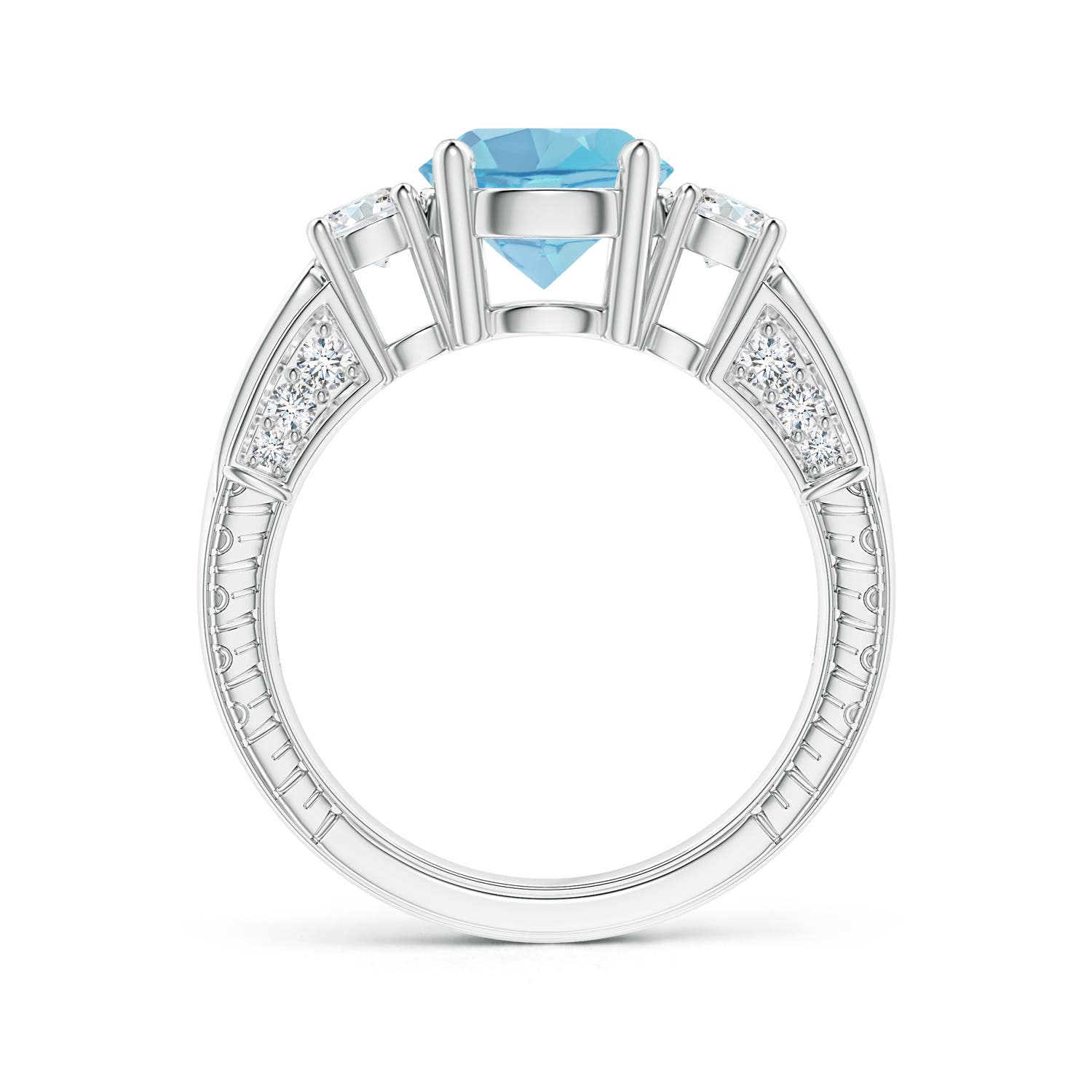 A - Swiss Blue Topaz / 2.95 CT / 14 KT White Gold