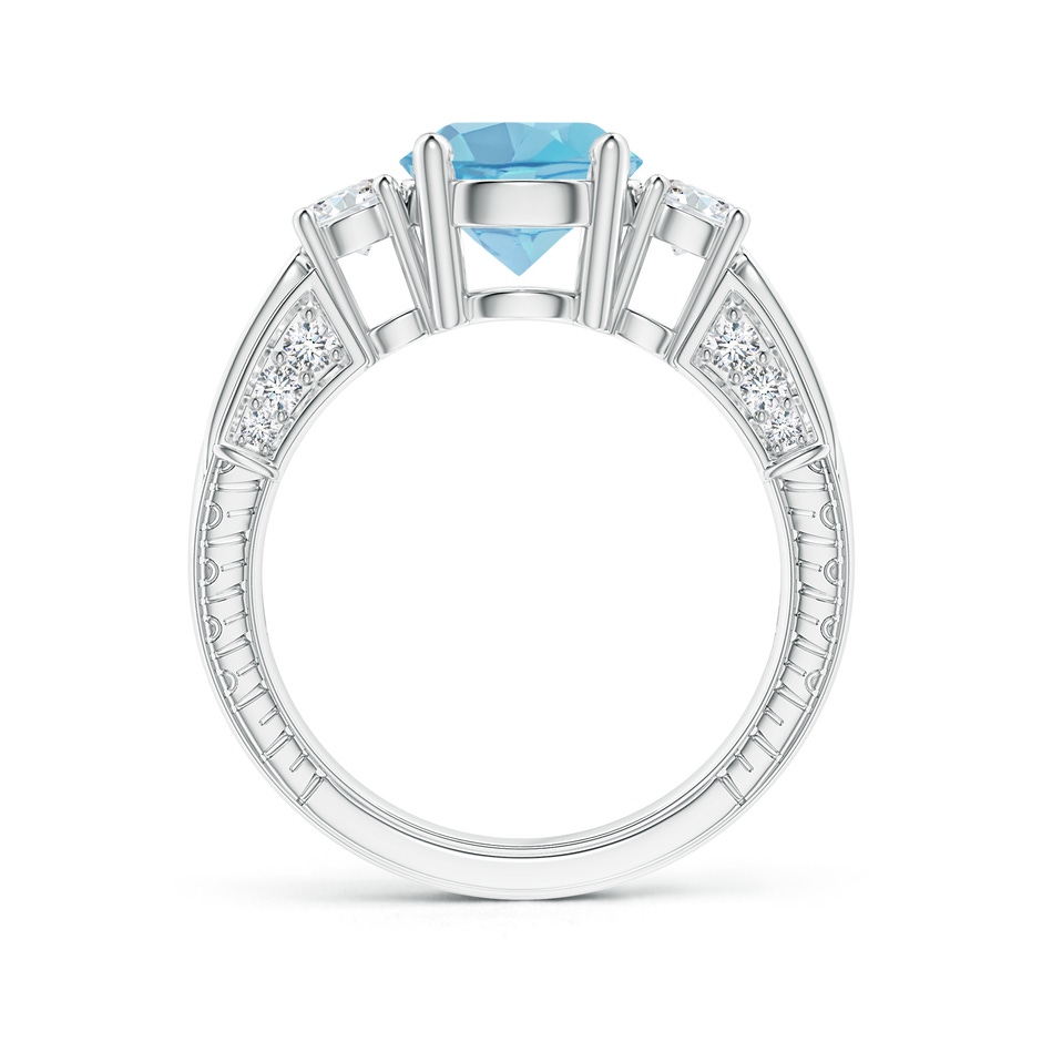 8mm A Three Stone Round Swiss Blue Topaz and Diamond Ring in White Gold side-1