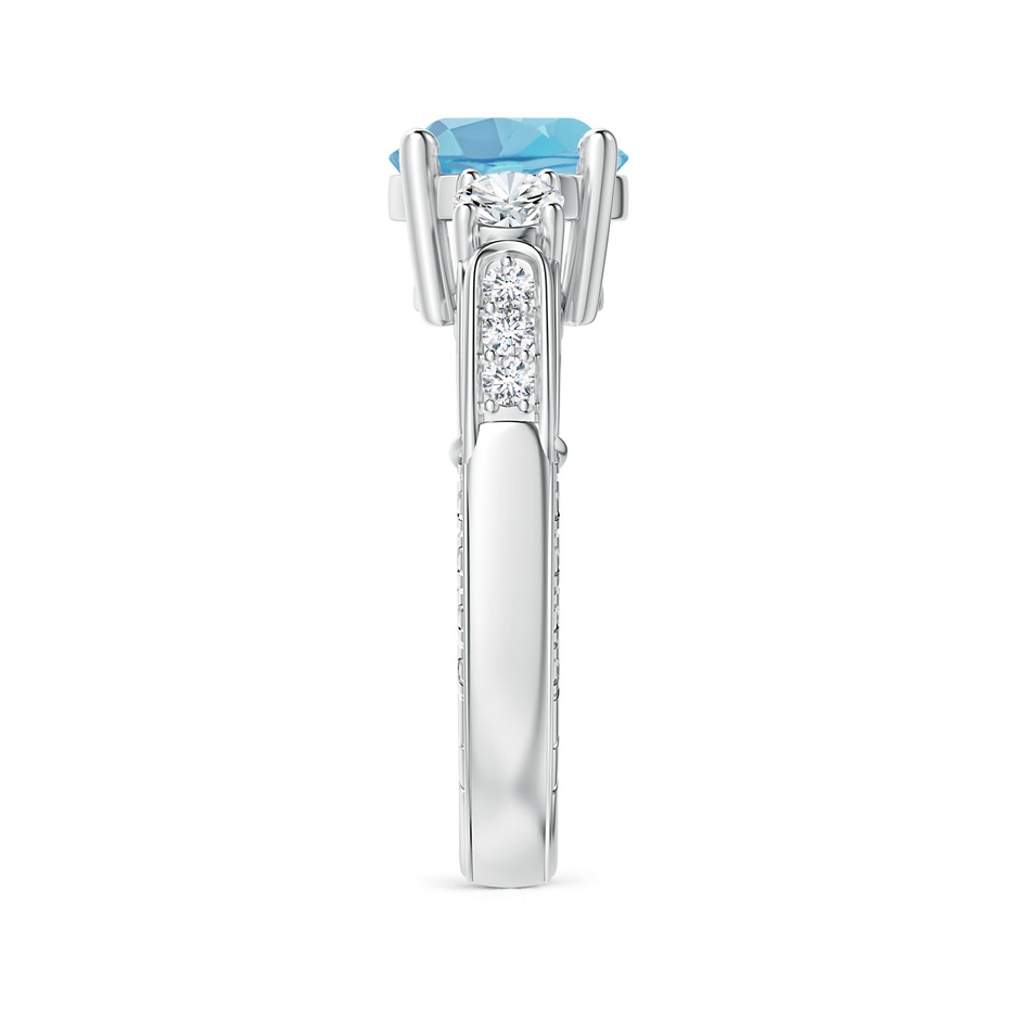 8mm A Three Stone Round Swiss Blue Topaz and Diamond Ring in White Gold side-2