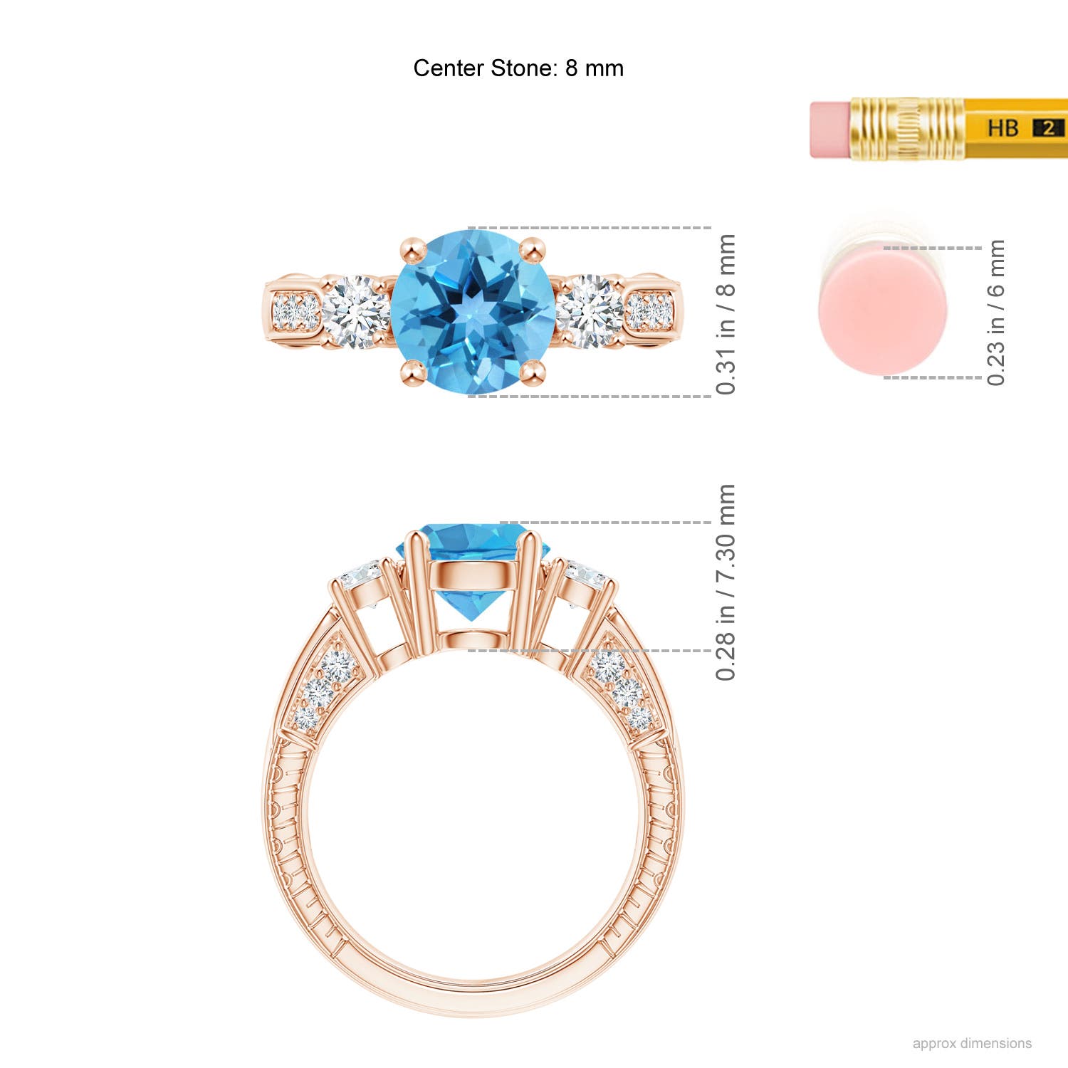 AA - Swiss Blue Topaz / 2.95 CT / 14 KT Rose Gold