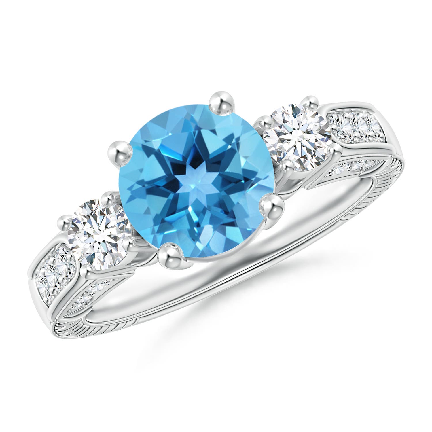 AA - Swiss Blue Topaz / 2.95 CT / 14 KT White Gold