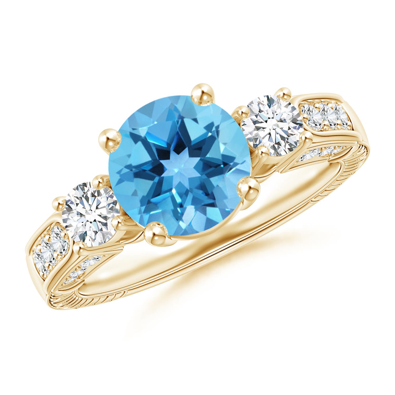 AA - Swiss Blue Topaz / 2.95 CT / 14 KT Yellow Gold