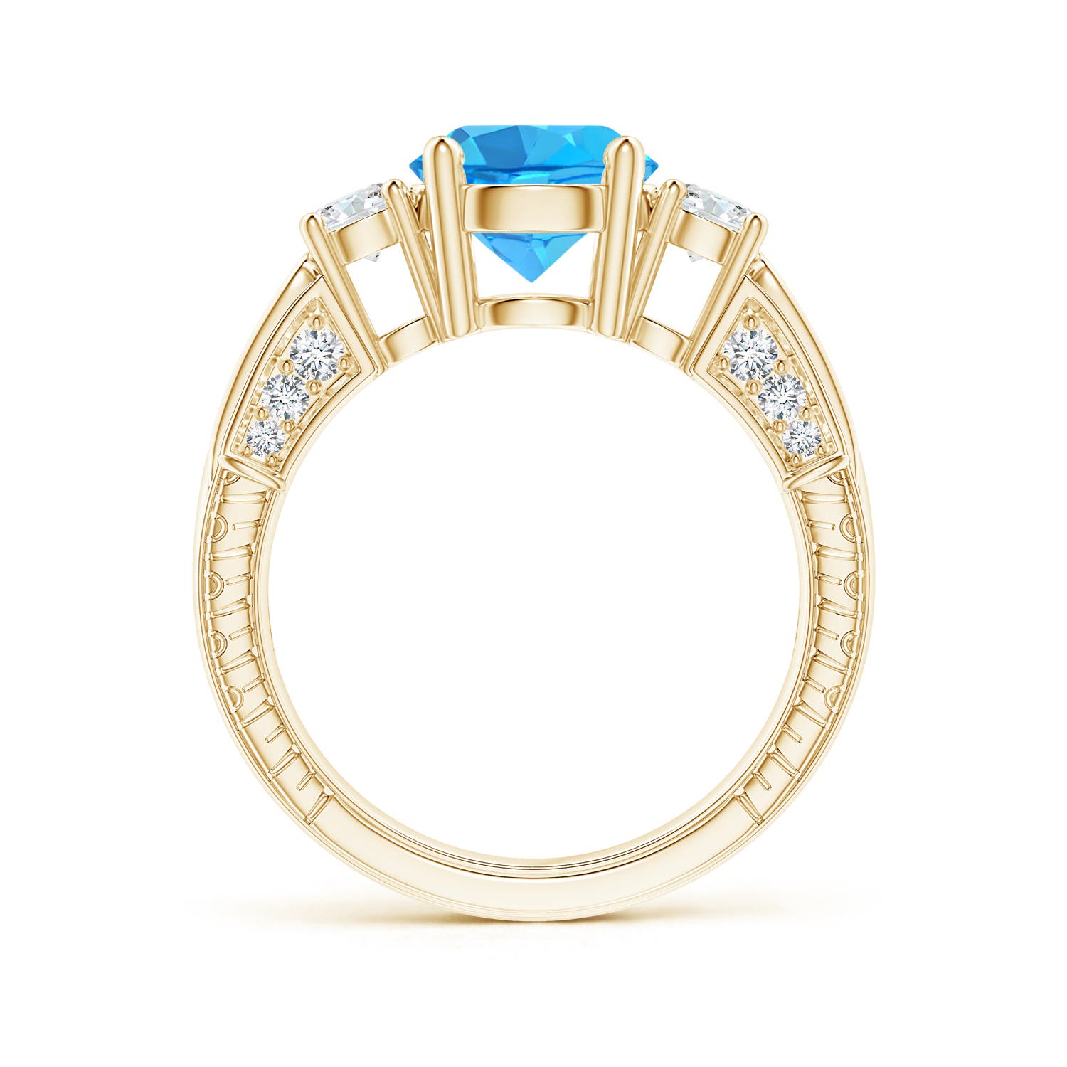 AAA - Swiss Blue Topaz / 2.95 CT / 14 KT Yellow Gold