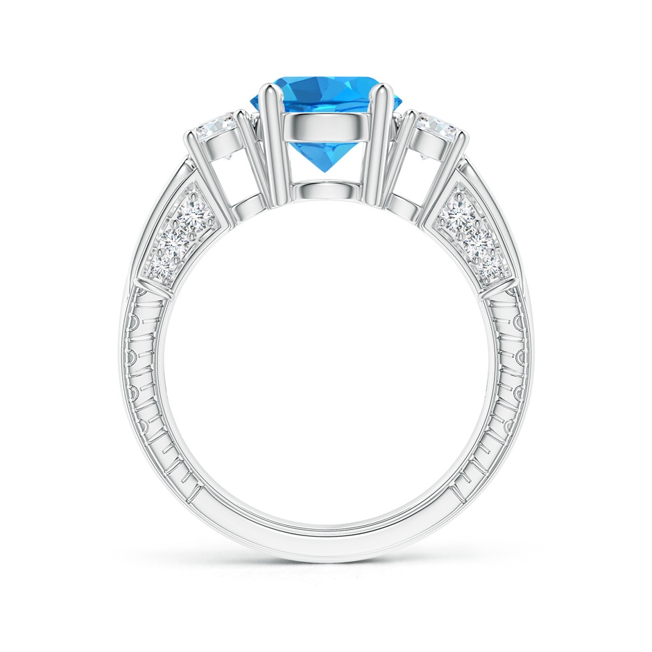 8mm AAAA Three Stone Round Swiss Blue Topaz and Diamond Ring in P950 Platinum side-1