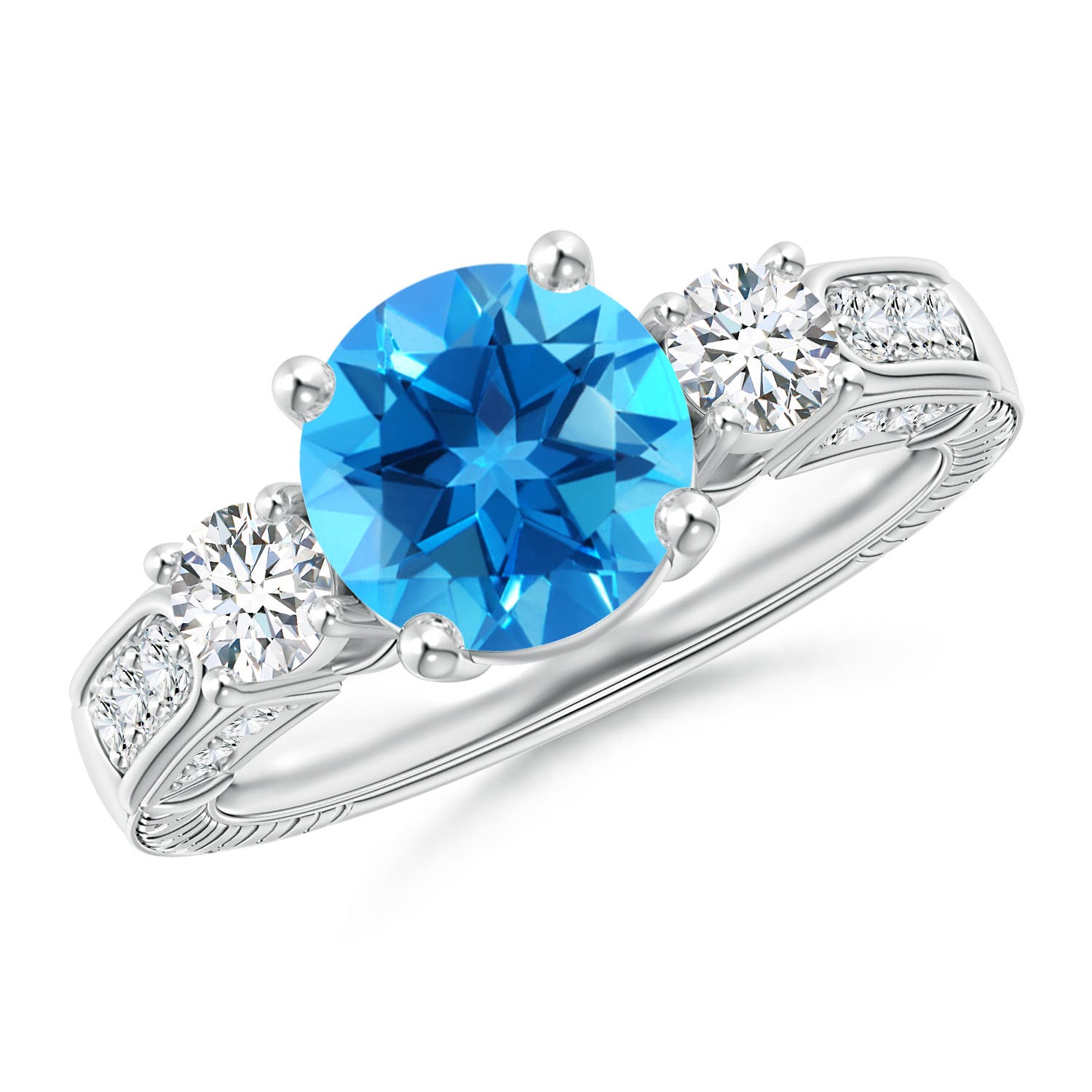 AAAA - Swiss Blue Topaz / 2.95 CT / 14 KT White Gold