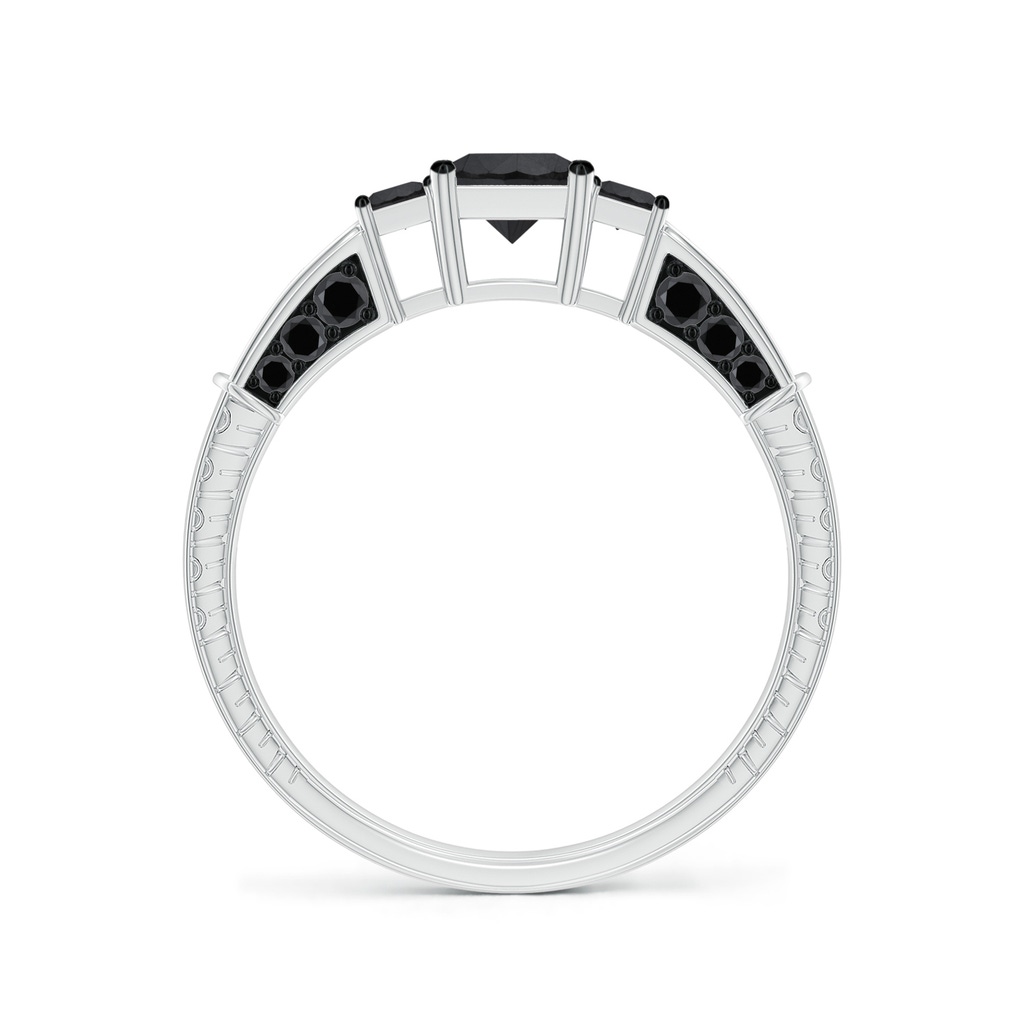 4.5mm AA Princess-Cut Black Diamond Three Stone Ring in White Gold Side-1