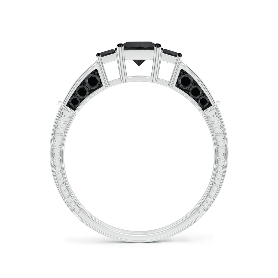 4.5mm AA Princess-Cut Black Diamond Three Stone Ring in White Gold side-1