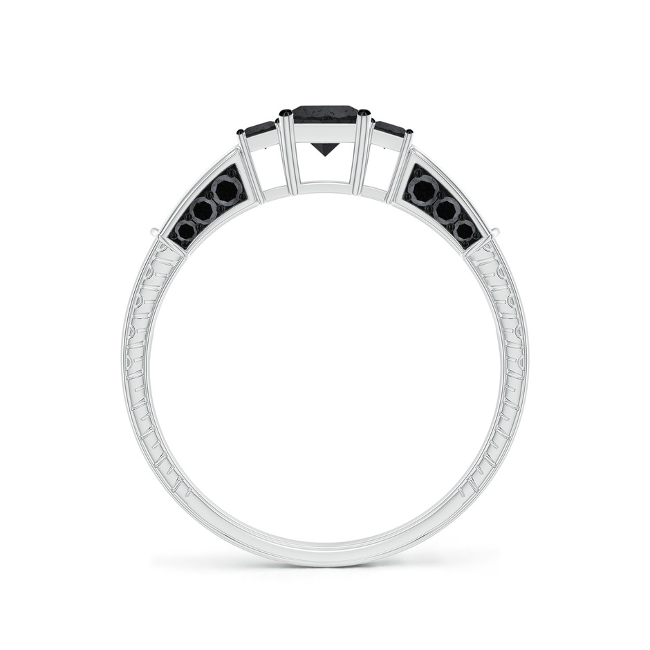 4mm A Princess-Cut Black Diamond Three Stone Ring in White Gold side-1