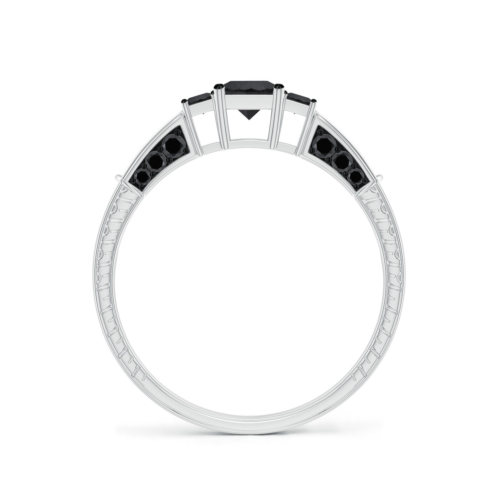 4mm AA Princess-Cut Black Diamond Three Stone Ring in P950 Platinum - side_1