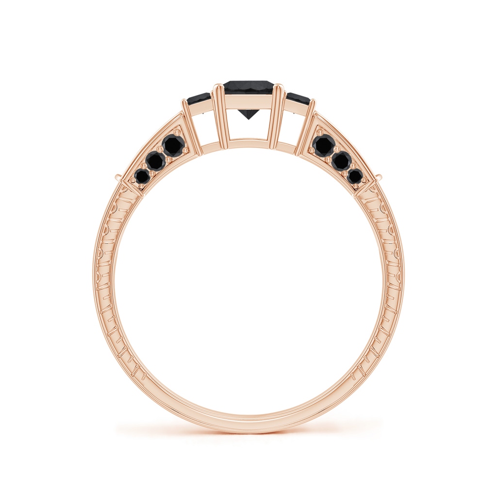 4mm AA Princess-Cut Black Diamond Three Stone Ring in Rose Gold - side_1