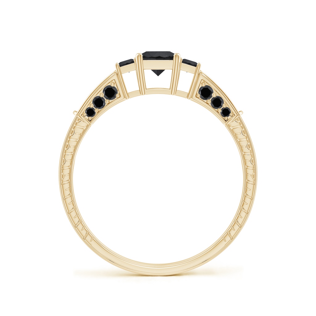 4mm AA Princess-Cut Black Diamond Three Stone Ring in Yellow Gold - side_1
