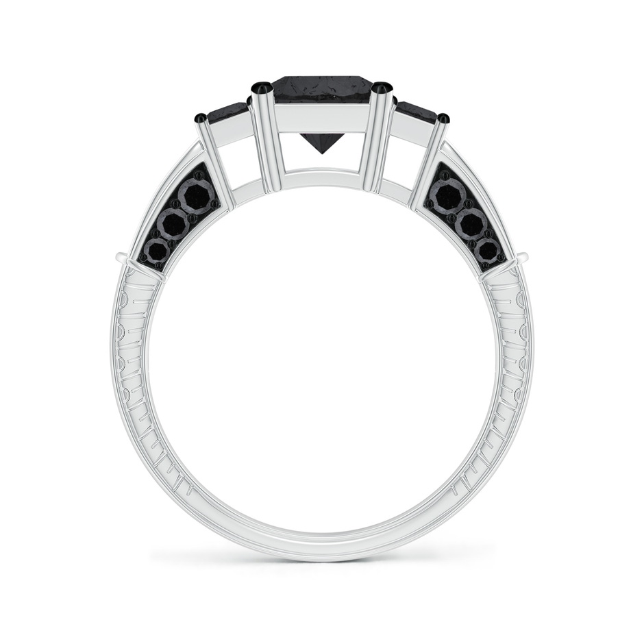 6.2mm A Princess-Cut Black Diamond Three Stone Ring in 9K White Gold product image
