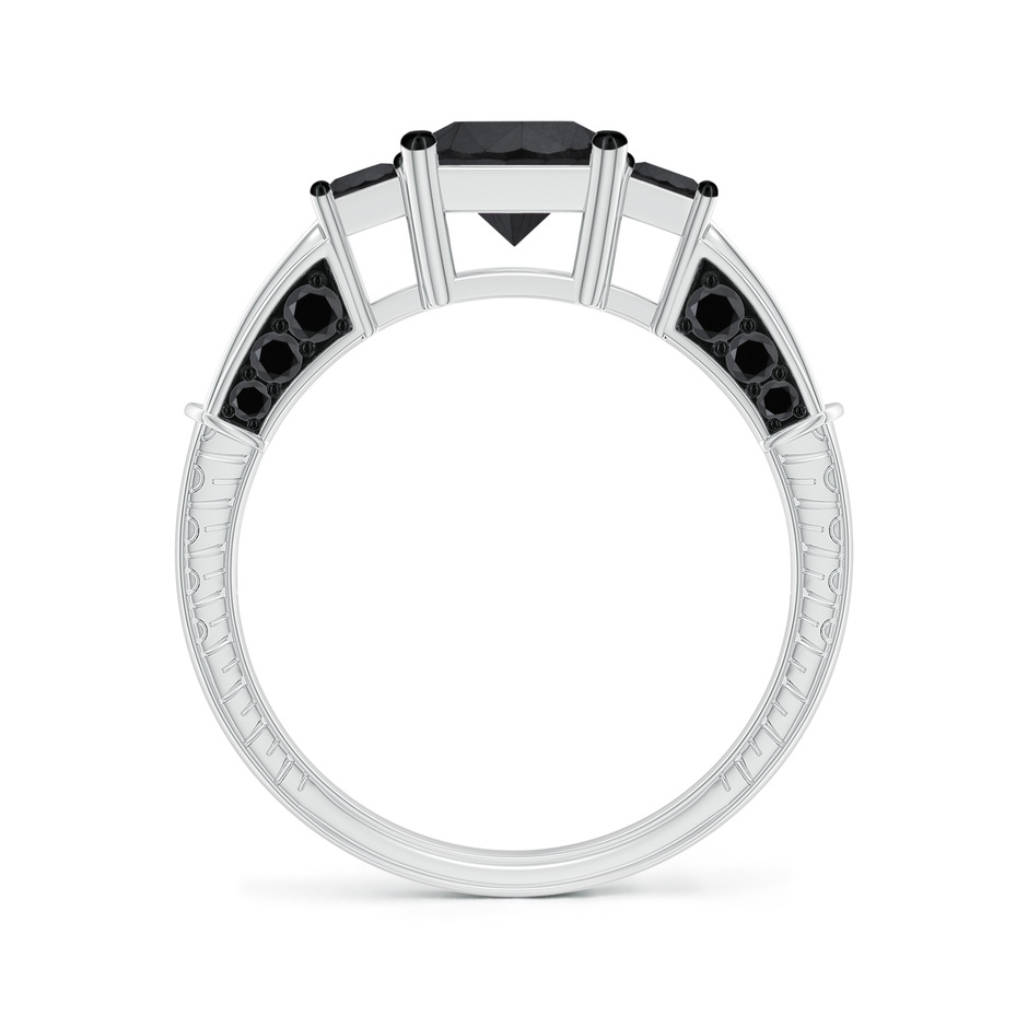 6.2mm AA Princess-Cut Black Diamond Three Stone Ring in White Gold side-1