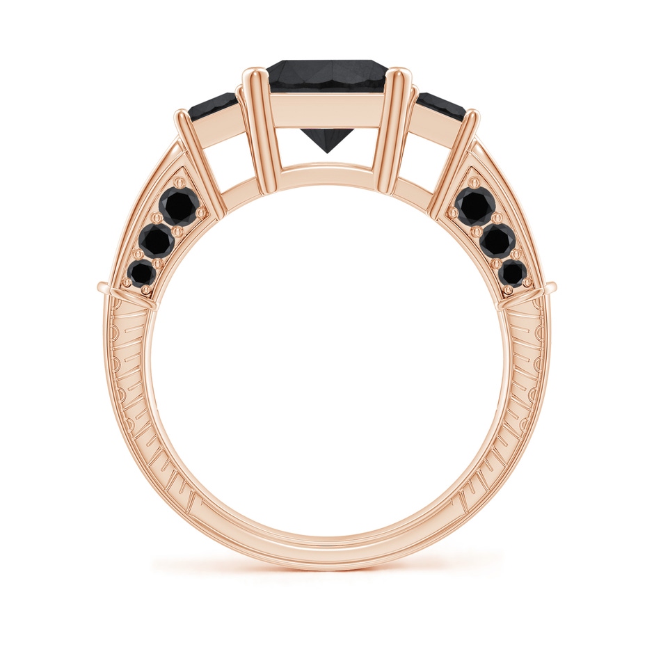 7.3mm AA Princess-Cut Black Diamond Three Stone Ring in Rose Gold side-1