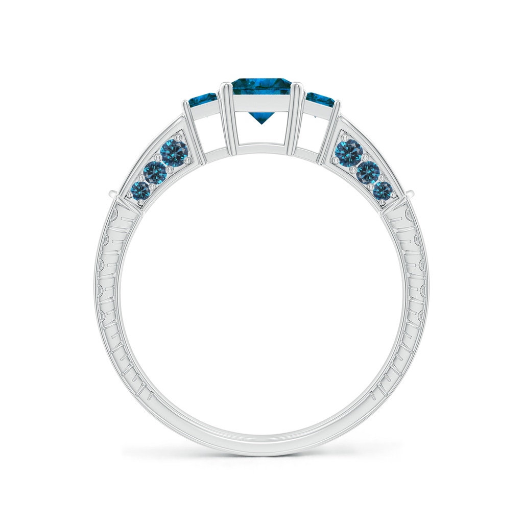 4.5mm AAA Princess-Cut Blue Diamond Three Stone Ring in White Gold Side-1