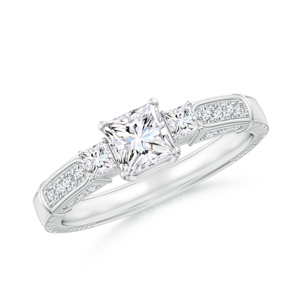 4.5mm GVS2 Princess-Cut Diamond Three Stone Ring in White Gold