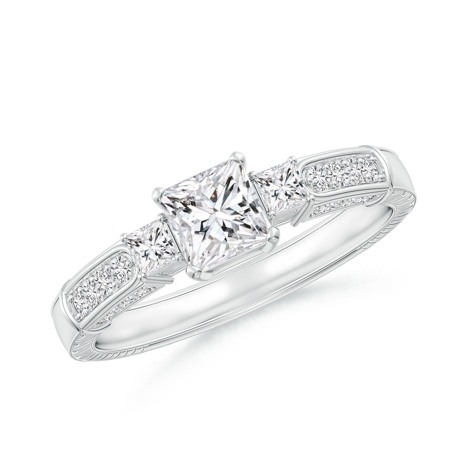 4.5mm HSI2 Princess-Cut Diamond Three Stone Ring in White Gold 