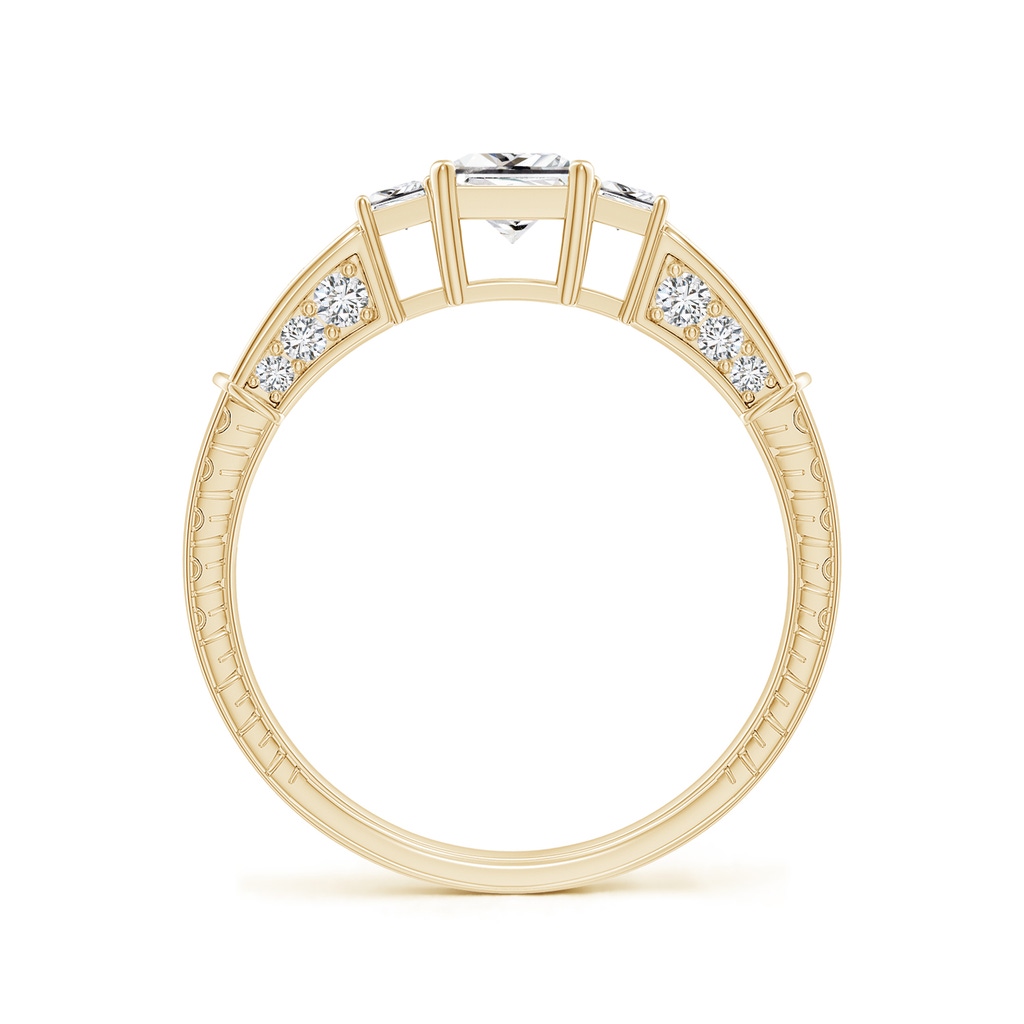 4.5mm HSI2 Princess-Cut Diamond Three Stone Ring in Yellow Gold Side-1