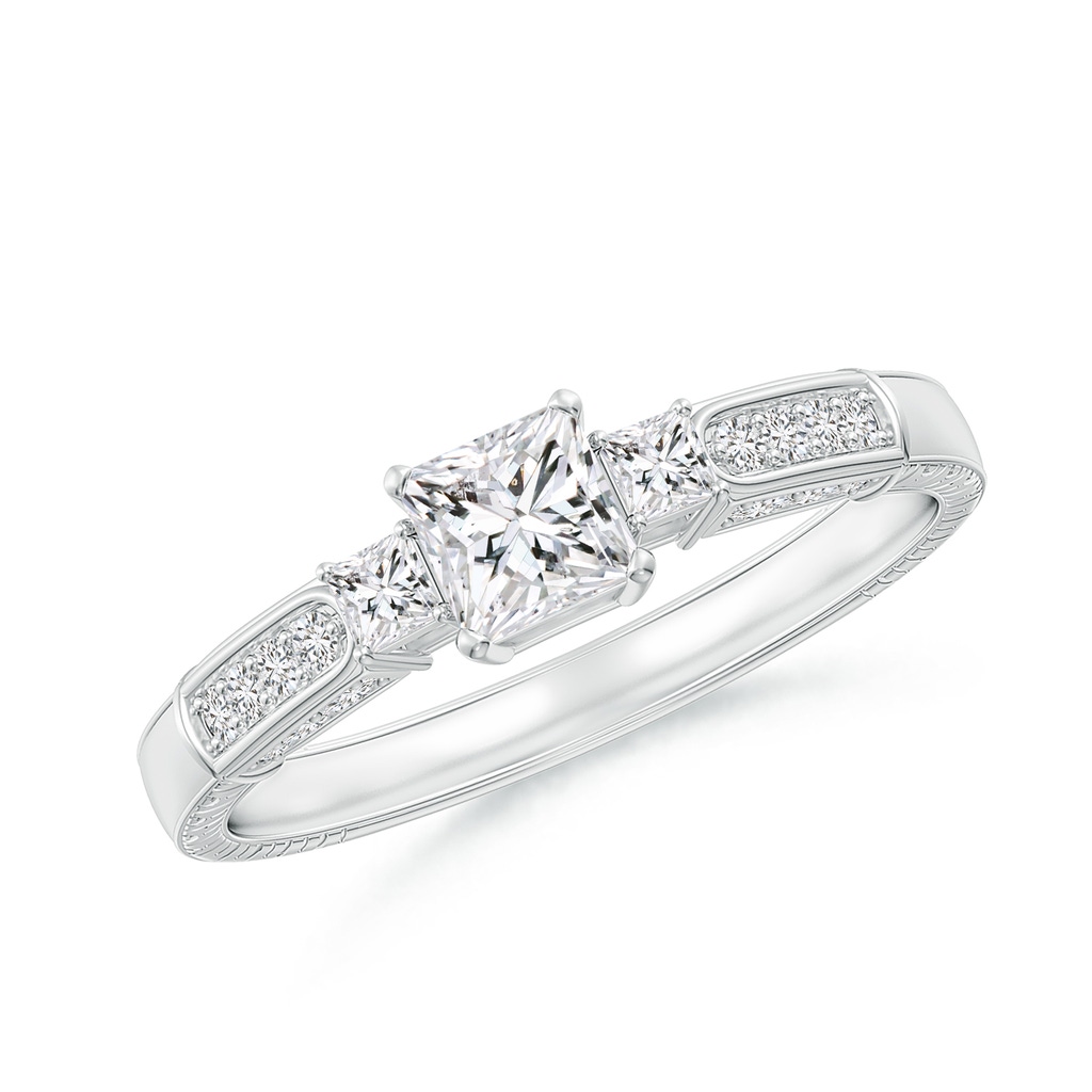 4mm HSI2 Princess-Cut Diamond Three Stone Ring in White Gold