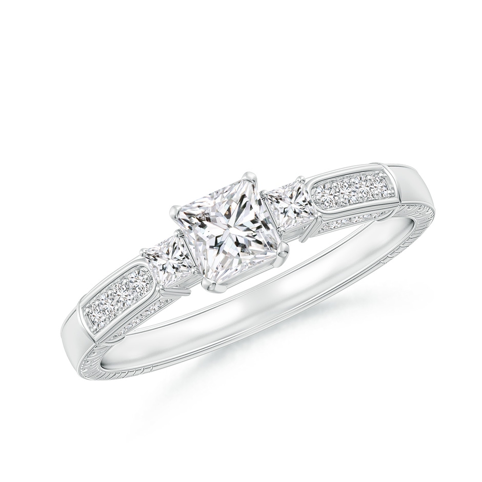 4mm HSI2 Princess-Cut Diamond Three Stone Ring in White Gold 