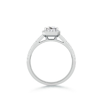 4.8mm HSI2 Triple Shank Princess-Cut Diamond Halo Engagement Ring in White Gold Product Image
