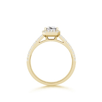 4.8mm HSI2 Triple Shank Princess-Cut Diamond Halo Engagement Ring in Yellow Gold Product Image