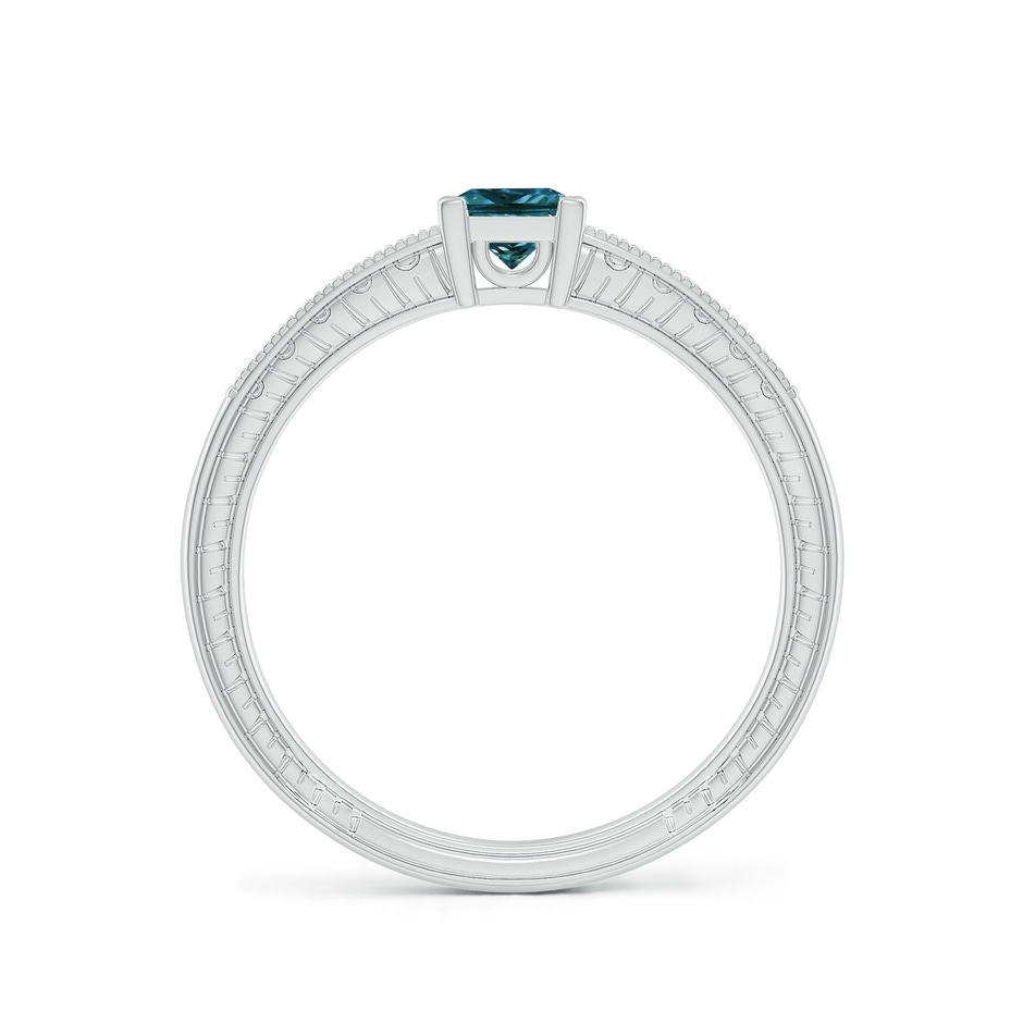 4.2mm AA Princess Cut Blue Diamond Solitaire Ring with Milgrain Detailing in P950 Platinum side-1