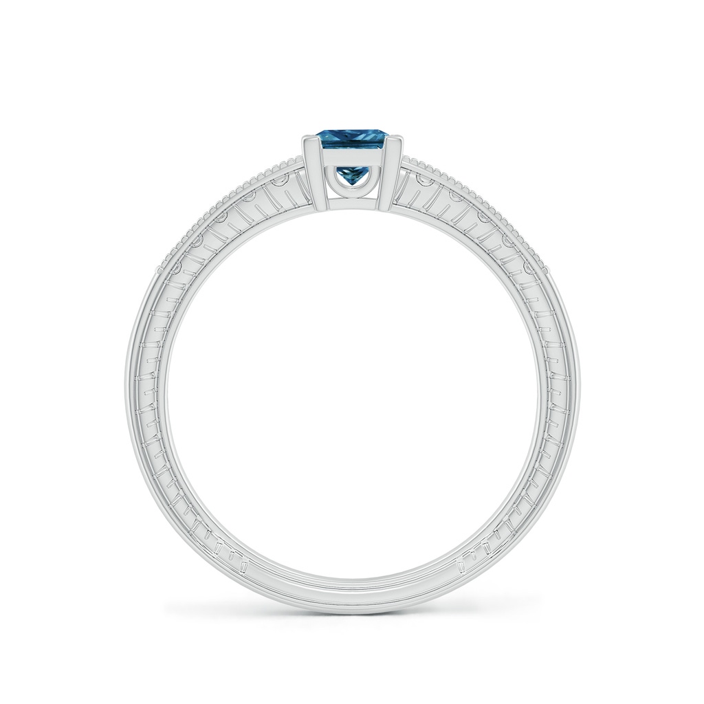 4.2mm AAA Princess Cut Blue Diamond Solitaire Ring with Milgrain Detailing in P950 Platinum - side_1