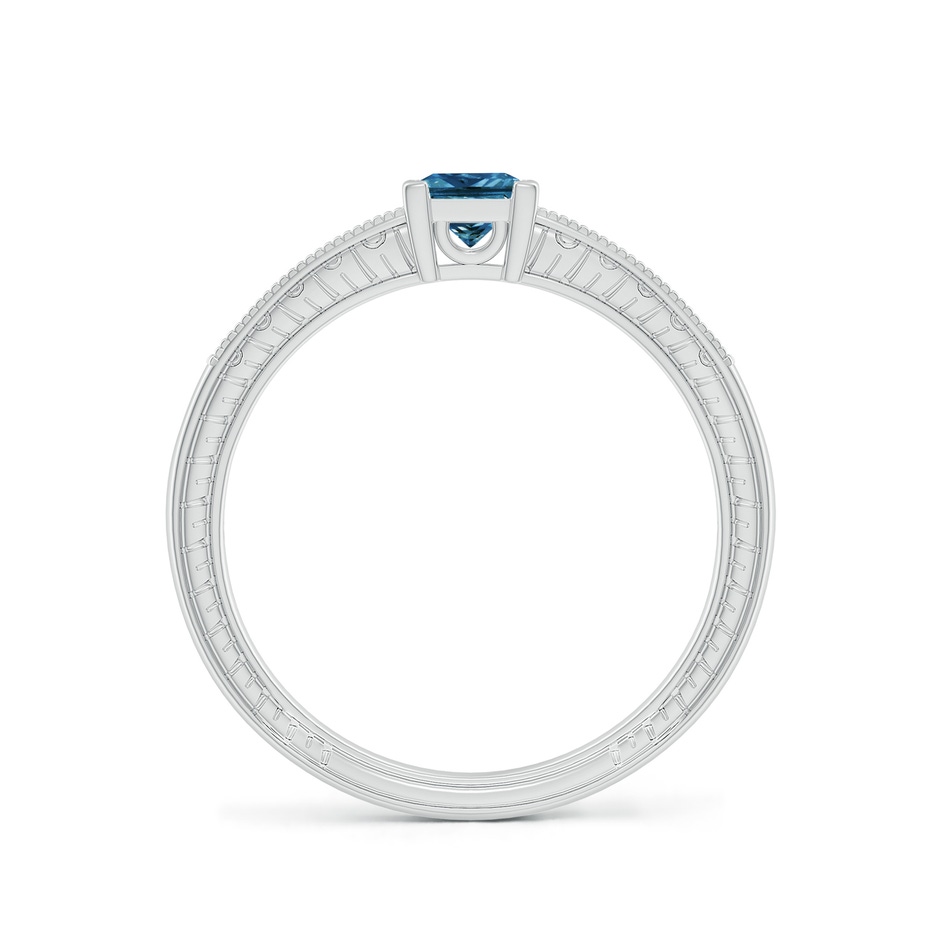 4.2mm AAA Princess Cut Blue Diamond Solitaire Ring with Milgrain Detailing in P950 Platinum side-1