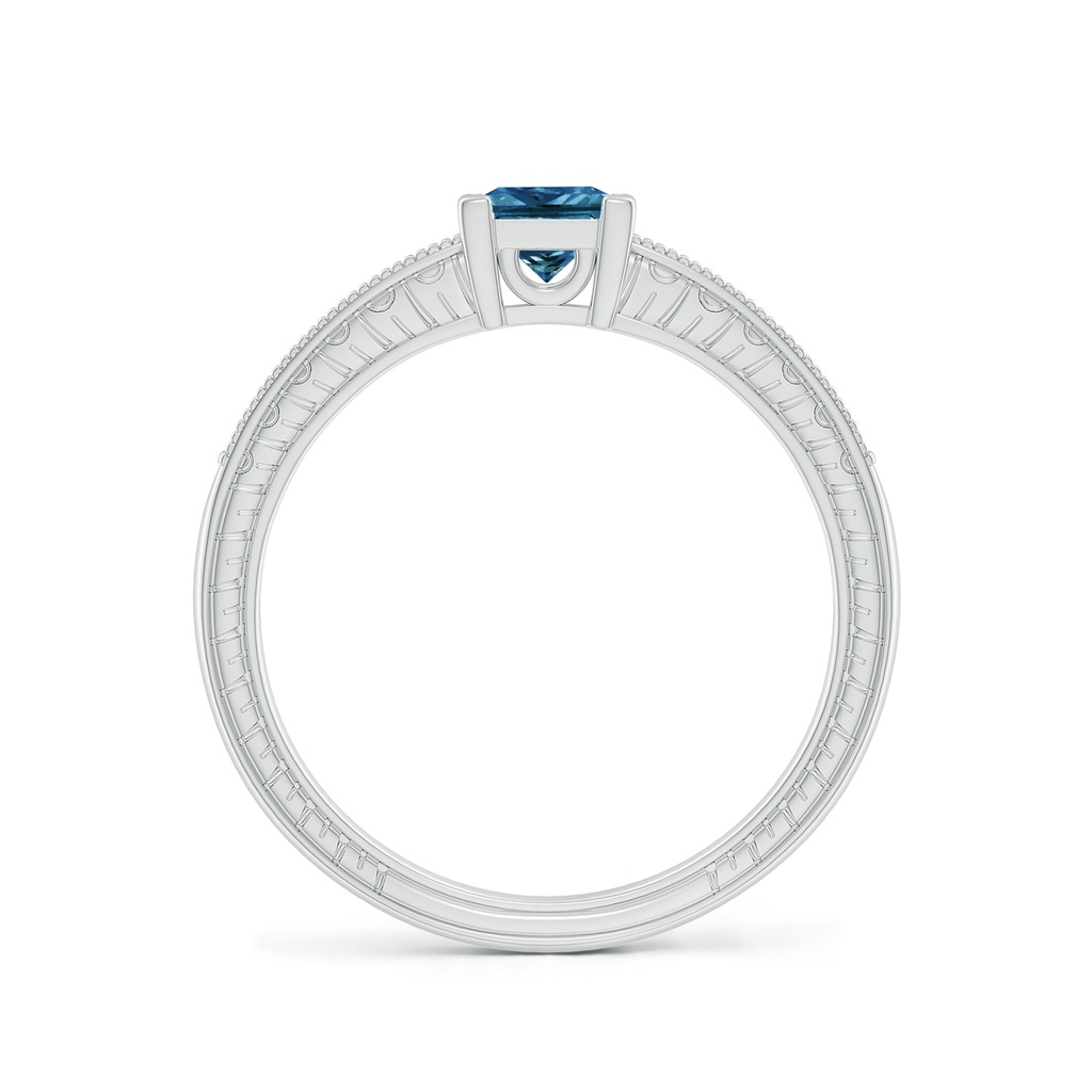 4.7mm AAA Princess Cut Blue Diamond Solitaire Ring with Milgrain Detailing in White Gold - side_1