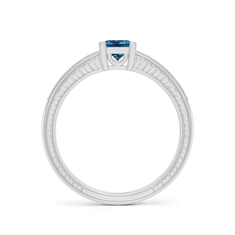 4.7mm AAA Princess Cut Blue Diamond Solitaire Ring with Milgrain Detailing in White Gold side-1