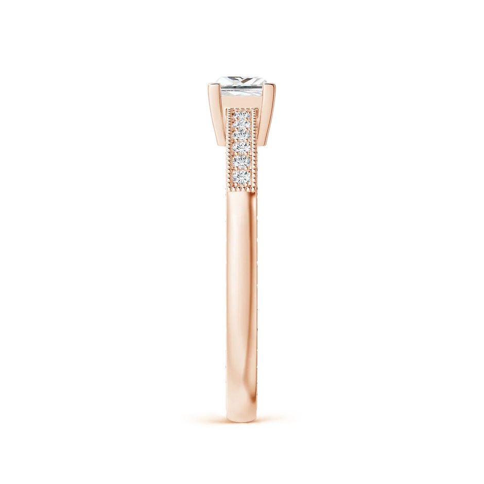 4.2mm GVS2 Princess Cut Diamond Solitaire Ring with Milgrain Detailing in Rose Gold side 299