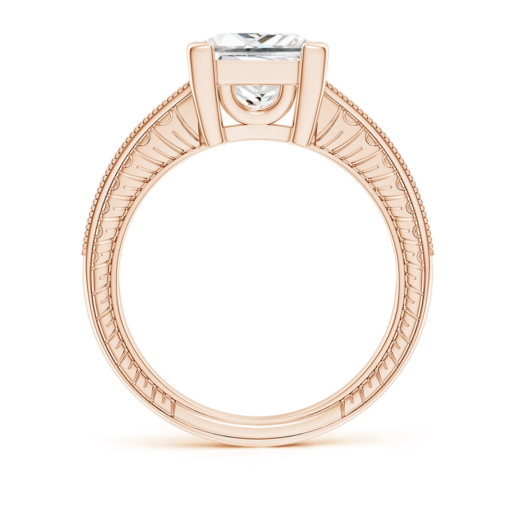 7.9mm GVS2 Princess Cut Diamond Solitaire Ring with Milgrain Detailing in Rose Gold Side 199
