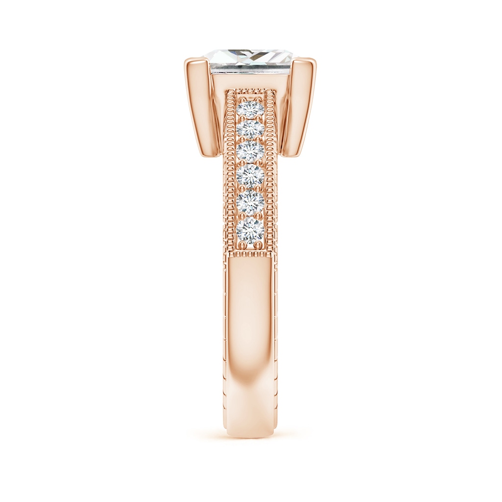 7.9mm GVS2 Princess Cut Diamond Solitaire Ring with Milgrain Detailing in Rose Gold Side 299