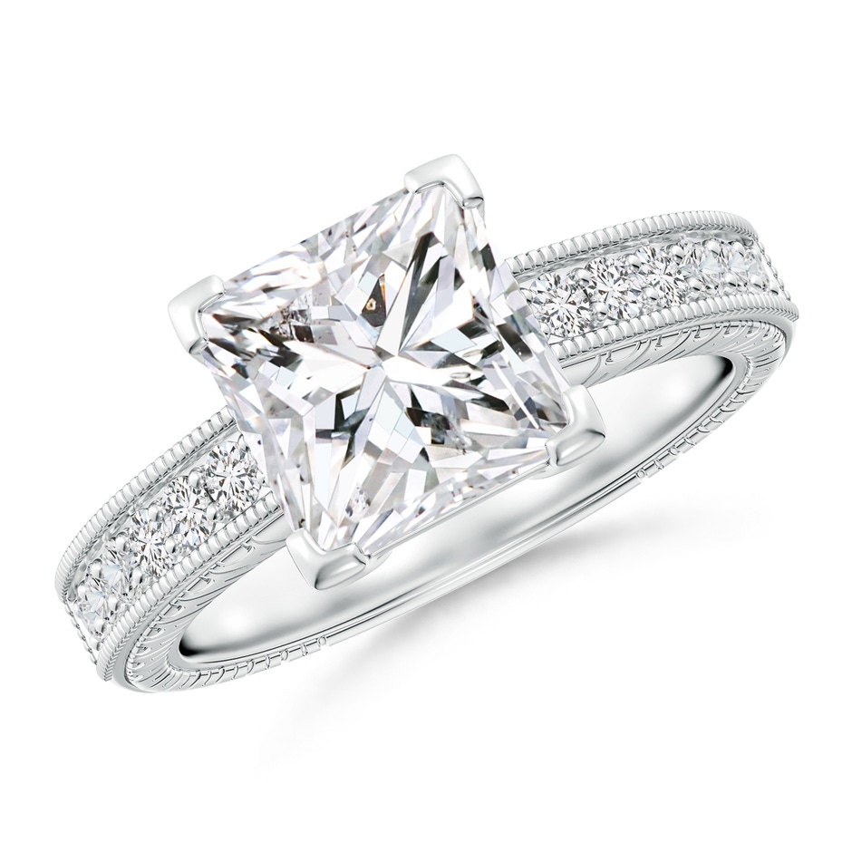 7.9mm HSI2 Princess Cut Diamond Solitaire Ring with Milgrain Detailing in P950 Platinum 