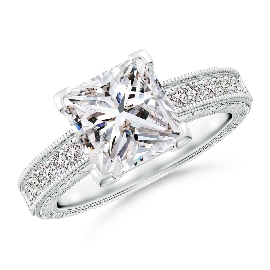 7.9mm IJI1I2 Princess Cut Diamond Solitaire Ring with Milgrain Detailing in P950 Platinum 